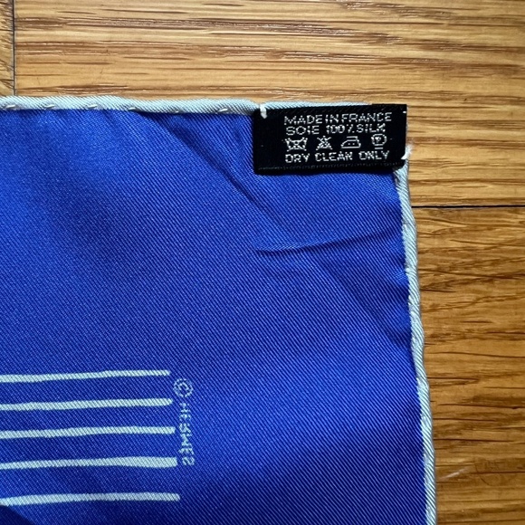 HERMES MEDITERRANEE BLUE SILK SCARF 90CM SILK TWILL 2003 ISSUE JLP DUVILLIER - Picture 9 of 12